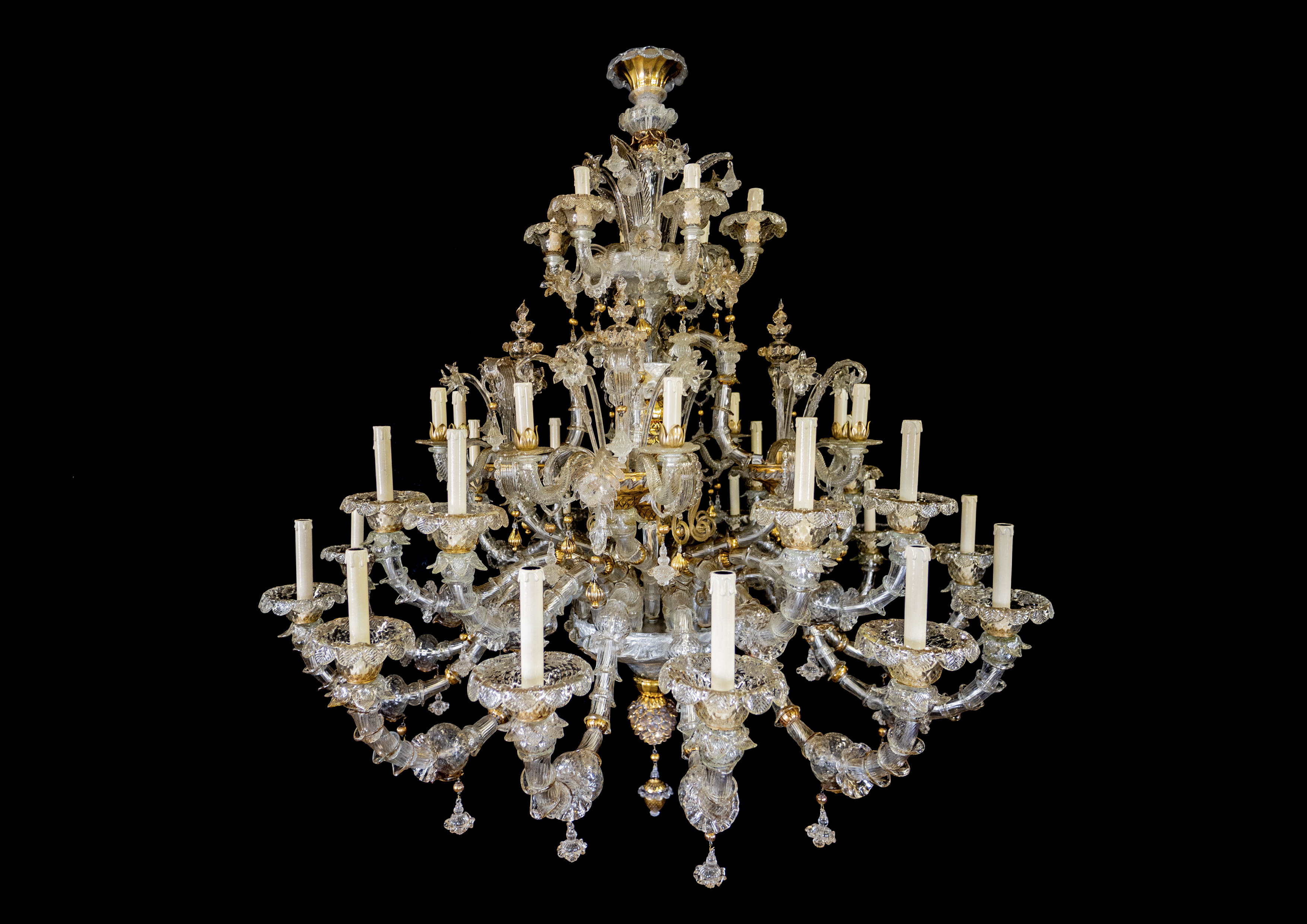 Giuliano and Luz discussing a custom Murano glass chandelier design